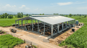 Pre-engineered steel sheds for modern dairy farms and industrial storage in Sahiwal Punjab.