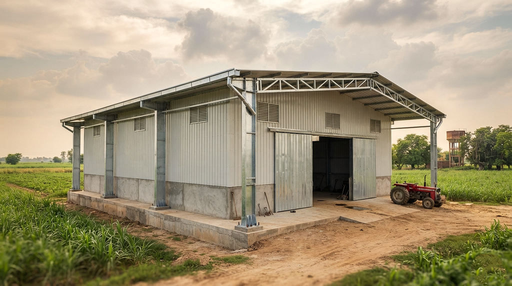 Weather-resistant steel sheds designed for farms and industrial use in Sahiwal.